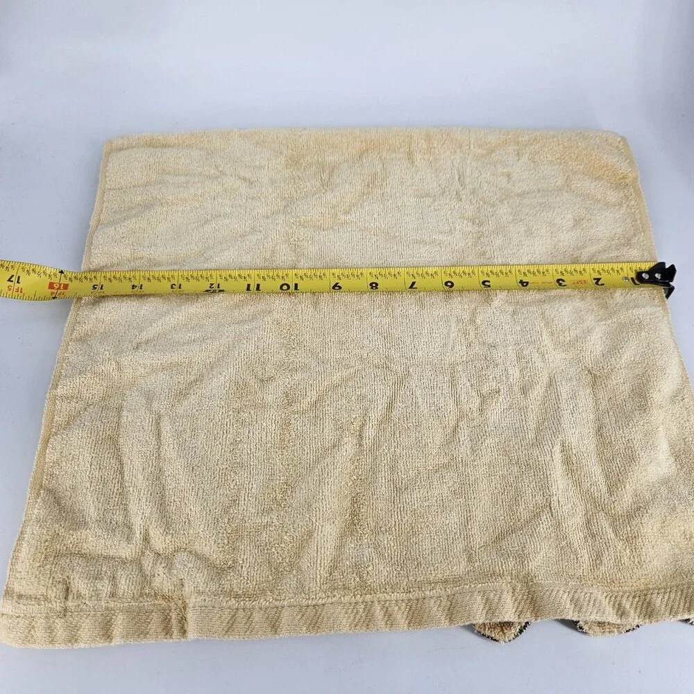 Vint Fieldcrest Bathroom Beige Hand Towel Fingertip Set Scallop Brown Trim USA